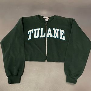 Tulane crop zip up sweatshirt